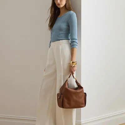 Ralph Lauren Nappa Leather Large Blaike Shoulder Bag In Lauren Tan In Brown