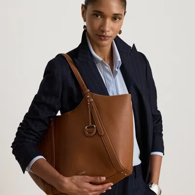 Ralph Lauren Nappa Leather Large Tasha Tote Bag In Lauren Tan