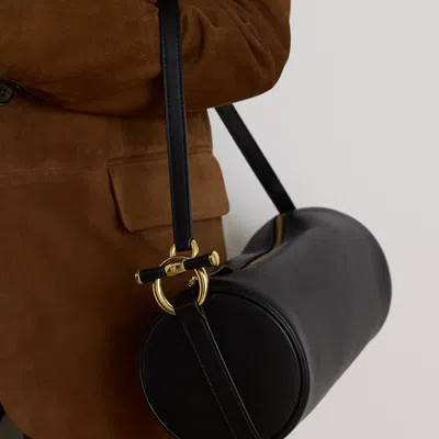Ralph Lauren Nappa Leather Medium Blaike Barrel Bag In Black