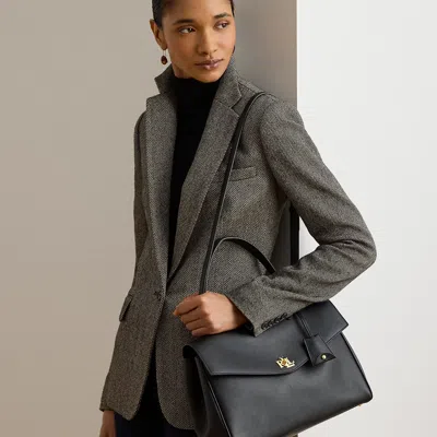 Ralph Lauren Nappa Leather Medium Farrah Soft Satchel In Black