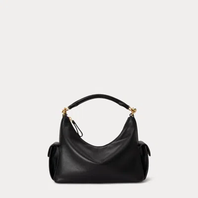 Ralph Lauren Nappa Leather Small Blaike Shoulder Bag In Black