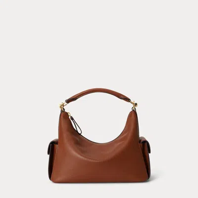 Ralph Lauren Nappa Leather Small Blaike Shoulder Bag In Brown