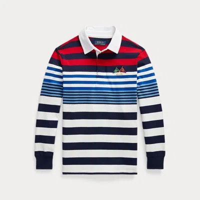 Ralph Lauren Kids' Nautical-flag Striped Cotton Rugby Shirt In Multi