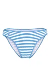 Polo Ralph Lauren Striped High-leg Scoop Bikini Bottom In Navy Blue
