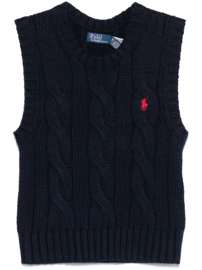 Ralph Lauren Navy Blue Cable-knit Vest Sweater
