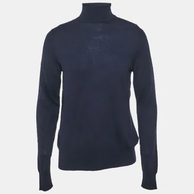 Pre-owned Ralph Lauren Navy Blue Cashmere Turtle Neck Sweater M