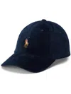 Ralph Lauren Navy Blue Corduroy Logo Baseball Hat In Blue