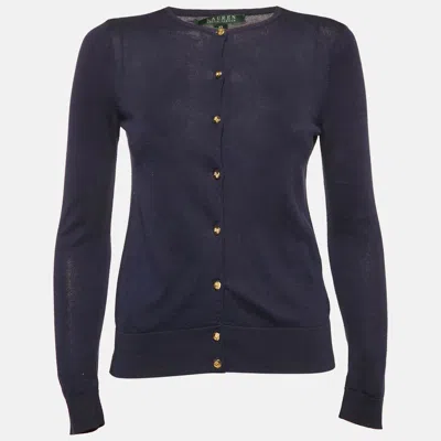 Pre-owned Ralph Lauren Navy Blue Cotton Button Front Cardigan Xs