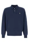 Polo Ralph Lauren Loopback Fleece Collared Sweatshirt In Navy Blue