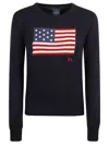 Ralph Lauren Navy Blue Cotton Sweater In Black