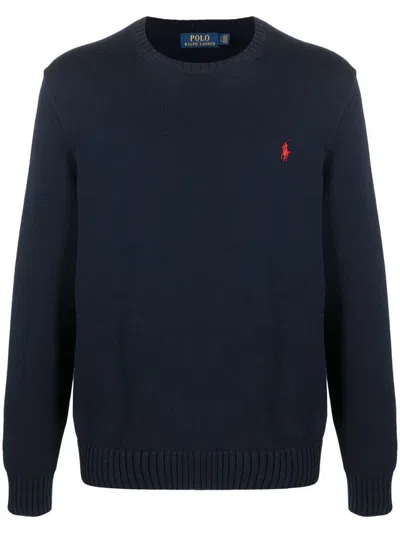 Ralph Lauren Navy Blue Crewneck Logo Sweater
