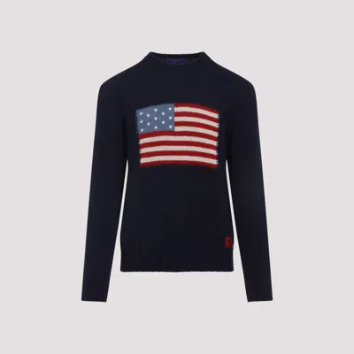 RALPH LAUREN NAVY BLUE CREWNECK PRINTED SWEATER