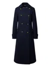 Ralph Lauren Navy Blue Double-breasted Coat In Black