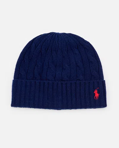 Ralph Lauren Navy Blue Embroidered Logo Beanie Hat