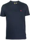 Polo Ralph Lauren Blue Crewneck T-shirt With Pony Embroidery On The Front In Navy Blue