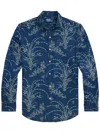 Ralph Lauren Navy Blue Linen Shirt With Print In Blue