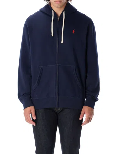Ralph Lauren Hooded Sweatshirt With Drawstring Kangaroo Pocket In Blue