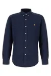 Ralph Lauren Logo Button-down Collar Shirt With Long Sleeves In Blue