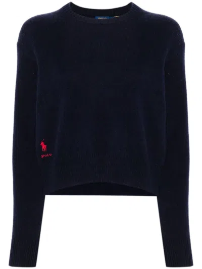 Ralph Lauren Navy Blue Polo Pony-motif Sweater