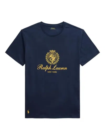 Ralph Lauren Navy Blue Round Neck Logo Printt-shirt