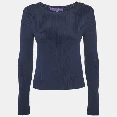 Pre-owned Ralph Lauren Navy Blue Silk Knit Jumper M