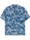 Ralph Lauren Palm Tree Short Sleeve Shirt In Blue