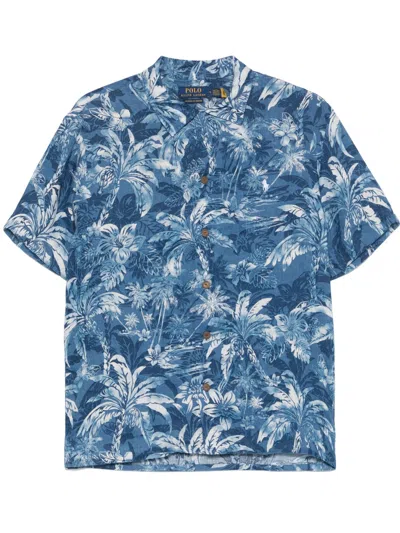 RALPH LAUREN NAVY BLUE S/S SHIRT WITH LOGO