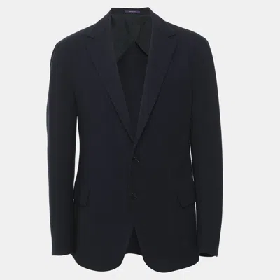 Pre-owned Ralph Lauren Navy Blue Stretch Cotton Blend Single Breasted Blazer L