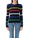 Ralph Lauren Navy Blue Striped Cable-knit Sweater In Black