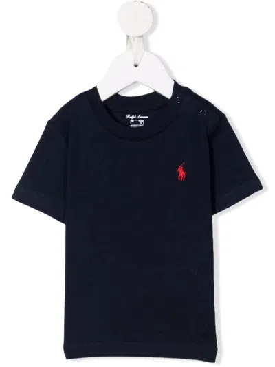 Polo Ralph Lauren Babies' T-shirt Blu Con Logo Rosso