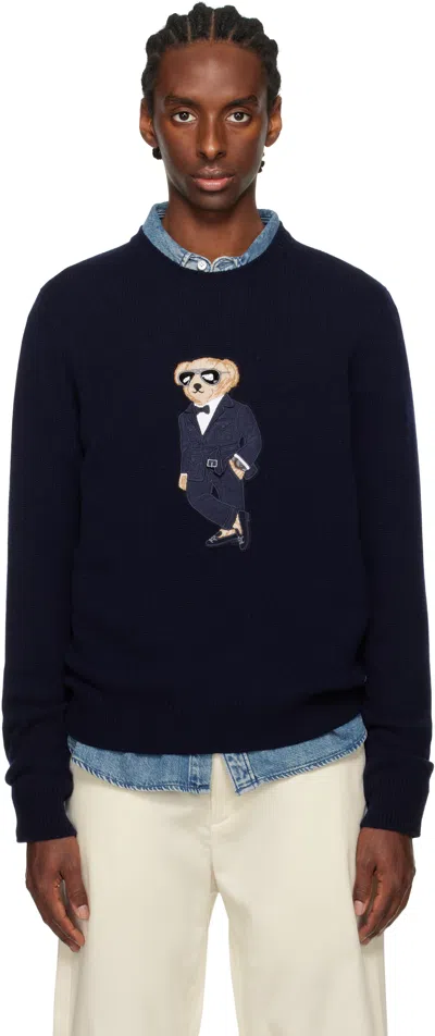 Ralph Lauren Navy Polo Bear Cashmere Sweater In Classic Chairmn Navy