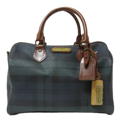 Pre-owned Ralph Lauren Navy Pvc Leather Boston Bag Handbag ()