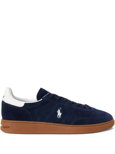 Ralph Lauren Navy White Lace Up Sneakers In Blue