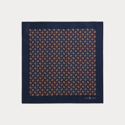 Ralph Lauren Neat Silk Twill Pocket Square In Blue