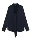 Ralph Lauren Neck-tie Long-sleeve Blouse In Blue