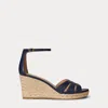 Ralph Lauren Nellie Nappa Leather Espadrille In Blue