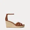 Ralph Lauren Nellie Nappa Leather Espadrille In Brown