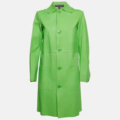 Pre-owned Ralph Lauren Neon Green Leather Mid-length Coat S
