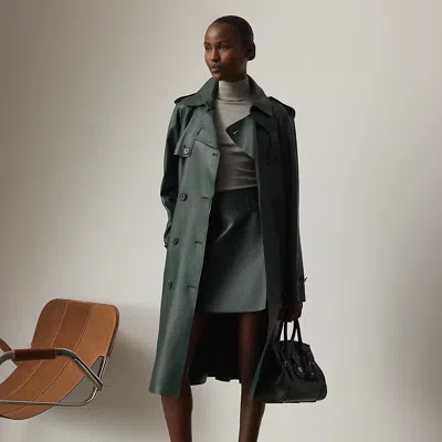 Ralph Lauren Niles Lambskin Trench Coat In Green