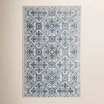 Ralph Lauren Nina Hand Tufted Wool Pile Oriental Rug In Navy,ivory