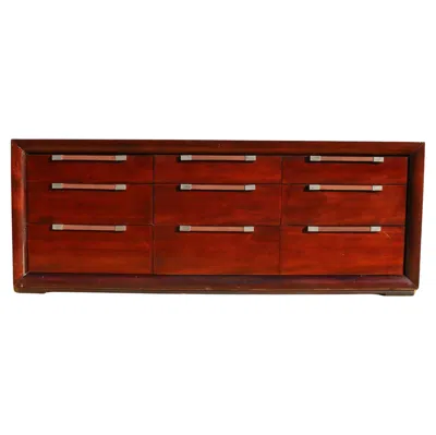 Pre-owned Ralph Lauren Nine Drawers Dresser By Polo  Art Deco Style In Brown