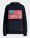 Ralph Lauren Nm X Rl Exclusive Sequin Flag Cashmere Sweater In Navy