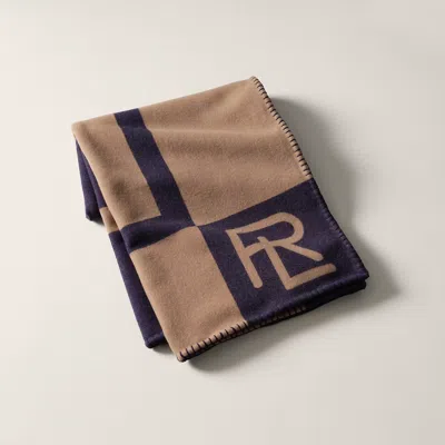 Ralph Lauren Northam Throw Blanket In Camel/navy In Blue