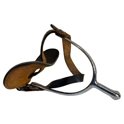 Pre-owned Ralph Lauren N.s. Meyer Horse Spur Leather Strap Military Buckle Equestrian Tack Vintage In Black