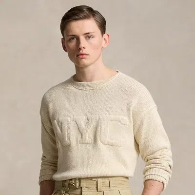 Ralph Lauren Nyc Cotton-linen Sweater In Cream
