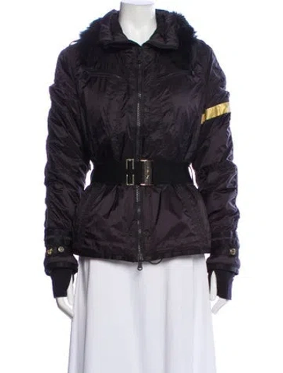 Pre-owned Ralph Lauren Nylon Faux Fur Jacket In Black