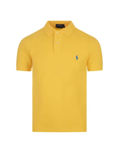 Ralph Lauren Oasis Yellow And Blue Slim-fit Piquet Polo Shirt