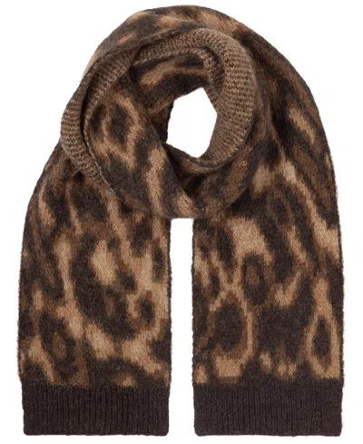 Ralph Lauren Ocelot Pattern Scarf In Abstract,dark Brown