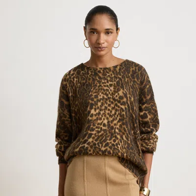 Ralph Lauren Ocelot-print Crewneck Sweater In Camel Multi In Animal Print