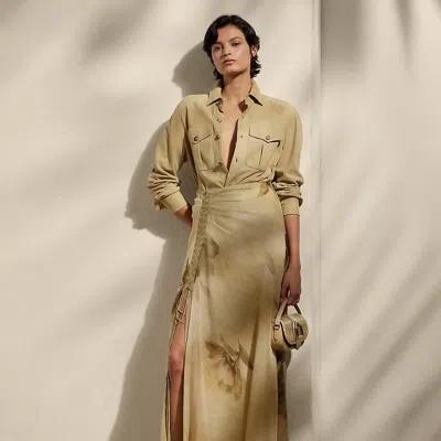 Polo Ralph Lauren Odera Floral Silk Gauze Maxiskirt In Tan Multi